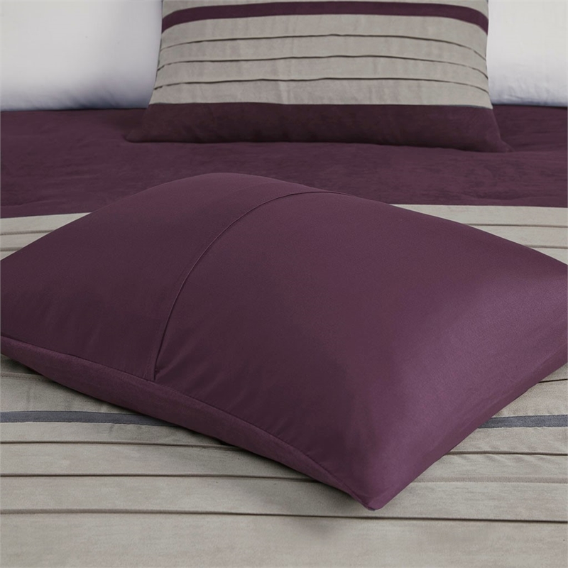 Madison Park Palmer 7-piece Polyester Microsuede Comforter Set in Purple/Brown