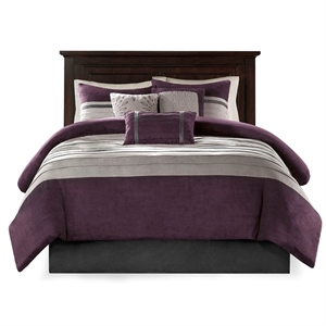 Madison Park Palmer 7-piece Polyester Microsuede Comforter Set in Purple/Brown