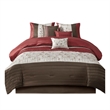 Madison Park Serene 7-piece Polyester Polyoni Comforter Set in Red/Chocolate