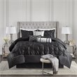Madison Park Laurel 7-piece Farmhouse Polyester Polyoni Comforter Set in Black