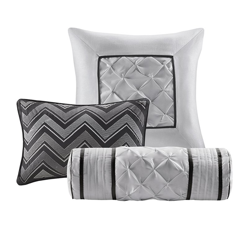 Madison Park Laurel 7-piece Farmhouse Polyester Polyoni Comforter Set in Black