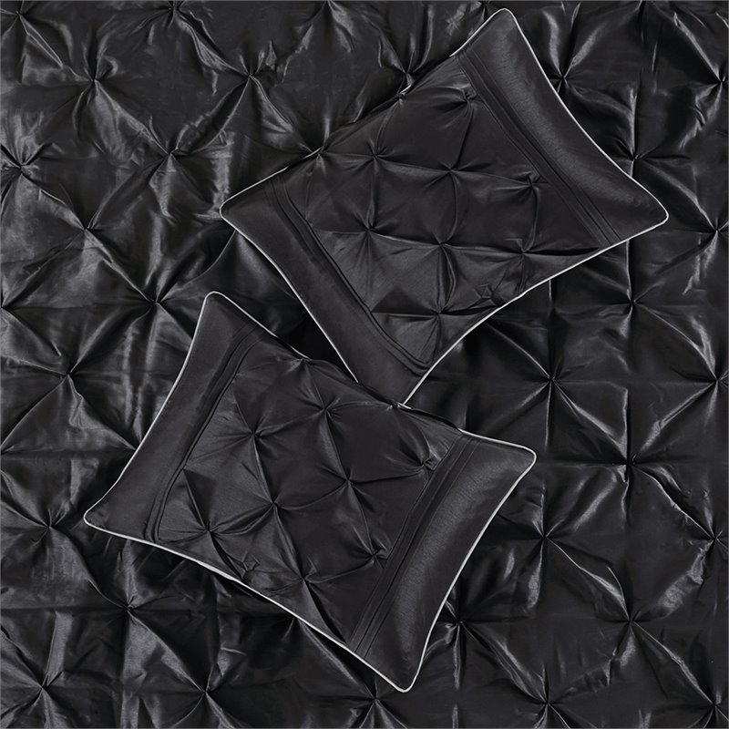 Madison Park Laurel 7-piece Farmhouse Polyester Polyoni Comforter Set in Black