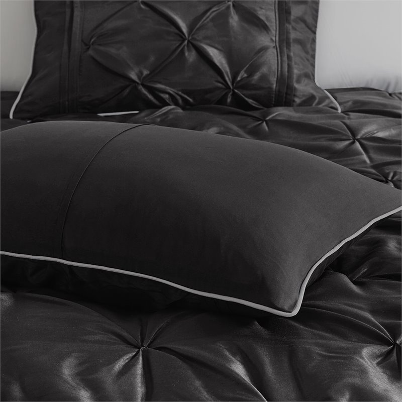 Madison Park Laurel 7-piece Farmhouse Polyester Polyoni Comforter Set in Black