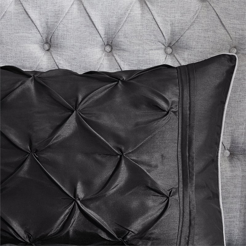 Madison Park Laurel 7-piece Farmhouse Polyester Polyoni Comforter Set in Black