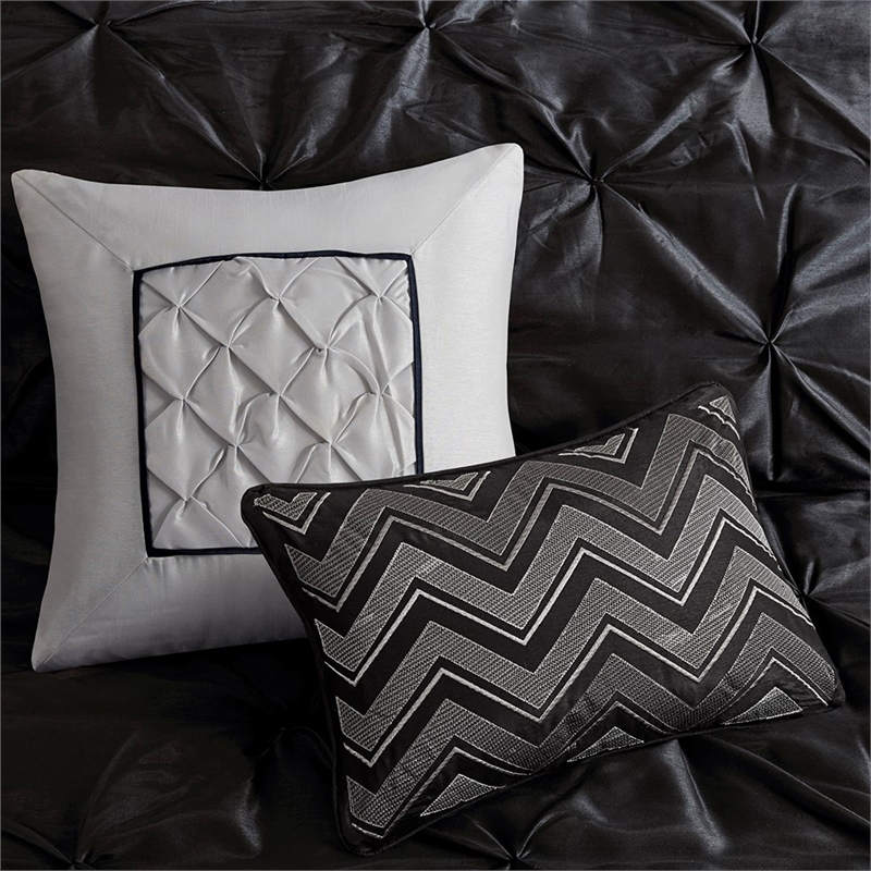 Madison Park Laurel 7-piece Farmhouse Polyester Polyoni Comforter Set - Black