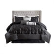 Madison Park Laurel 7-piece Farmhouse Polyester Polyoni Comforter Set - Black