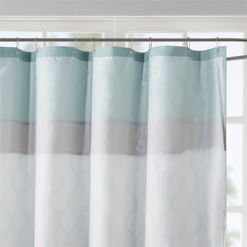 510 Design Polyester Microfiber Embroidery Printed Shower Curtain in Green
