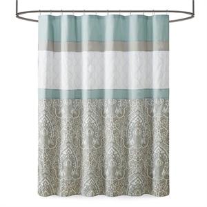 510 Design Polyester Microfiber Embroidery Printed Shower Curtain in Green