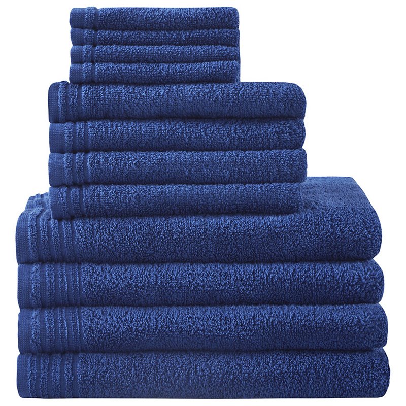510 Design Big Bundle 12-piece Cotton Bath Towel Set in Navy