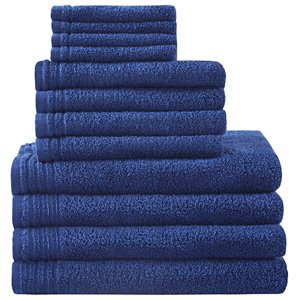 510 Design Big Bundle 12-piece Cotton Bath Towel Set in Navy