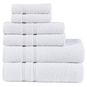 510 Design Aegean 6-piece Contemporary Turkish Cotton Towel Set in White