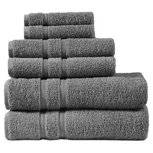 510 Design Aegean 6-piece Contemporary Turkish Cotton Towel Set in Charcoal