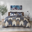 INK+IVY Alpine Mid-Century Cotton Printed Coverlet Mini Set in Navy Finish