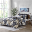 INK+IVY Alpine Mid-Century Cotton Printed Coverlet Mini Set in Navy Finish