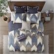 INK+IVY Alpine Mid-Century Cotton Printed Coverlet Mini Set in Navy Finish