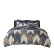 INK+IVY Alpine Mid-Century Cotton Printed Coverlet Mini Set in Navy Finish