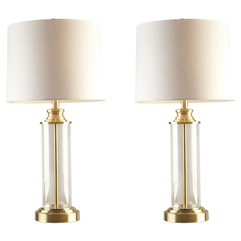 510 Design Clarity Glass and Metal Table Lamps in Gold (Set of 2)