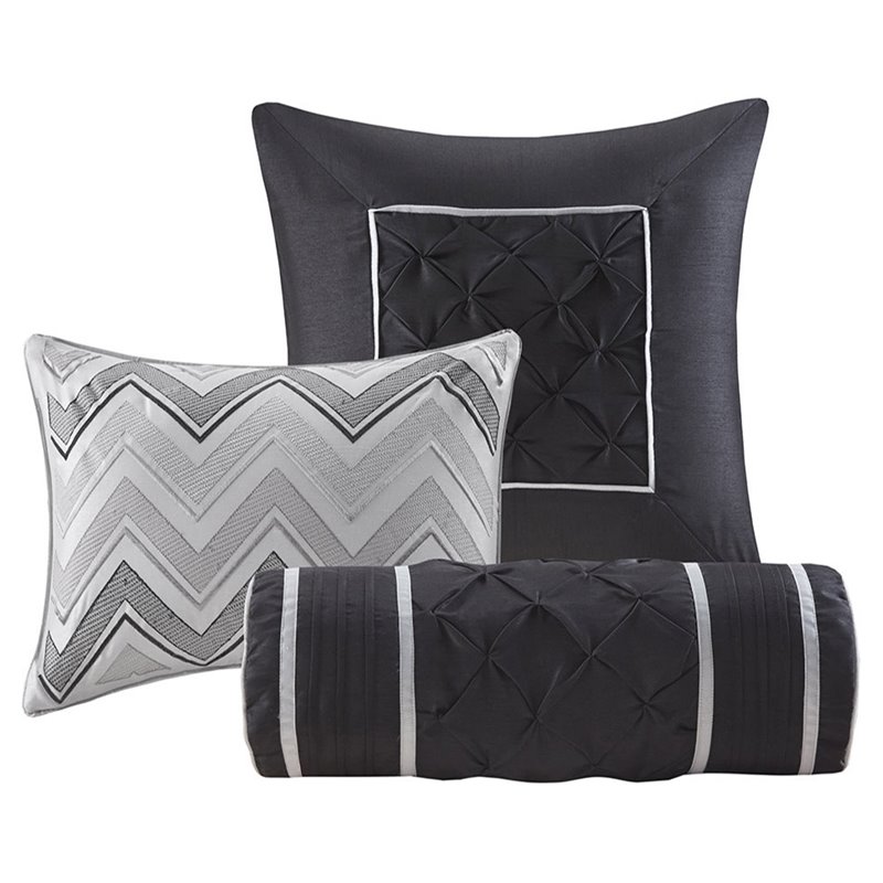 Madison Park Laurel 7-piece Polyester Polyoni Comforter Set in Gray
