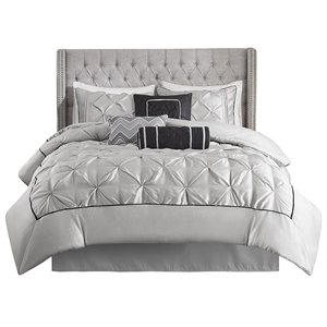 Madison Park Laurel 7-piece Polyester Polyoni Comforter Set in Gray
