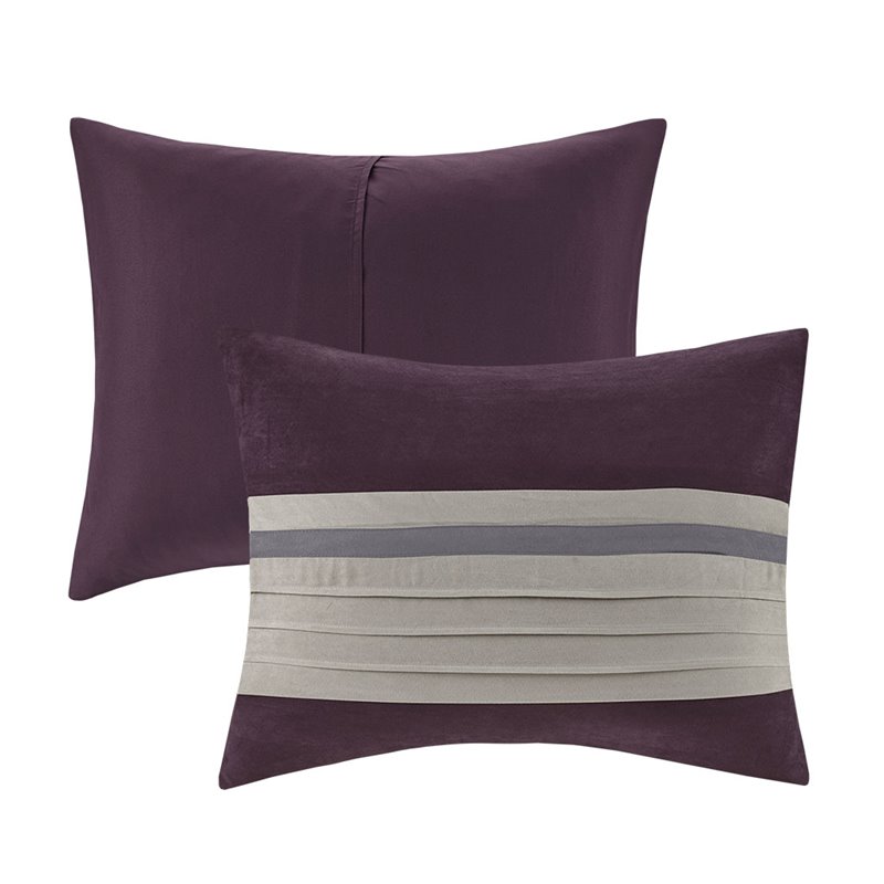 Madison Park Palmer 7-piece Polyester Faux Suede Comforter Set in Purple