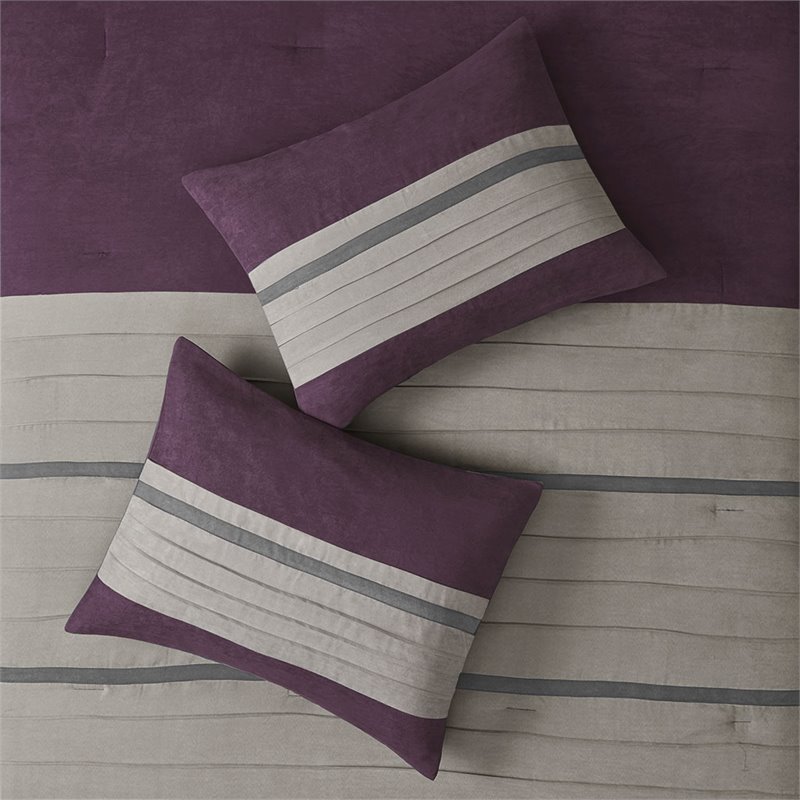 Madison Park Palmer 7-piece Polyester Faux Suede Comforter Set in Purple