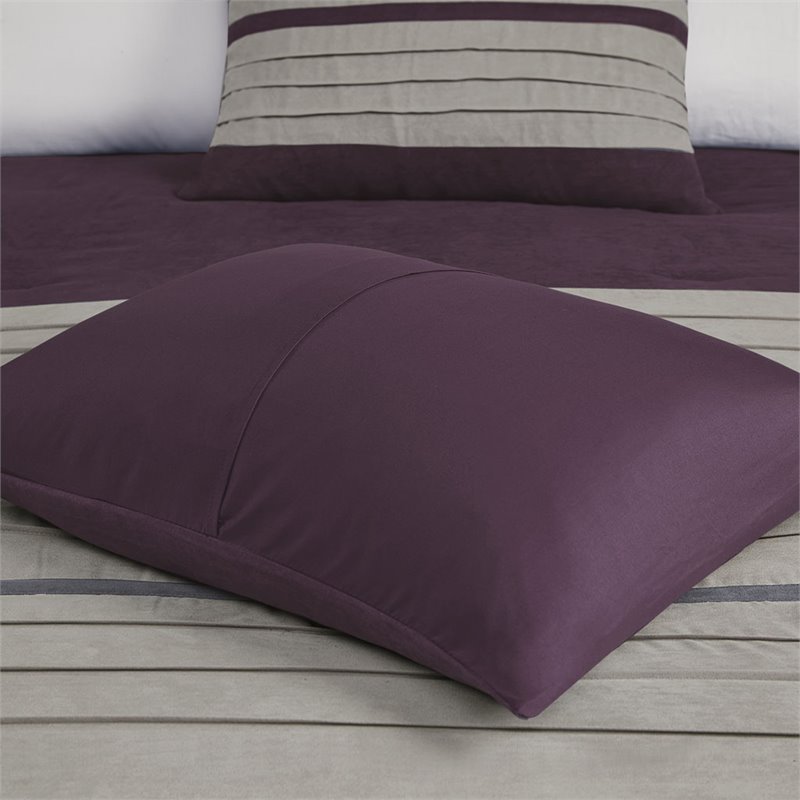 Madison Park Palmer 7-piece Polyester Faux Suede Comforter Set in Purple