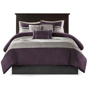 Madison Park Palmer 7-piece Polyester Faux Suede Comforter Set in Purple