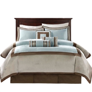 Madison Park Genevieve 7-piece Polyester Polyoni Comforter Set in Light Blue
