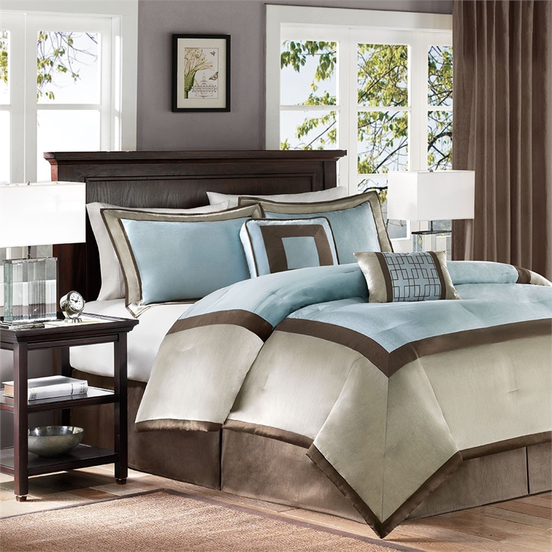Madison Park Genevieve 7-piece Polyester Polyoni Comforter Set in Blue