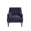 Madison Park Qwen Solid Wood and Polyester Button Tufted Accent Chair in Navy