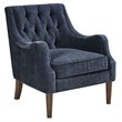Madison Park Qwen Solid Wood and Polyester Button Tufted Accent Chair in Navy