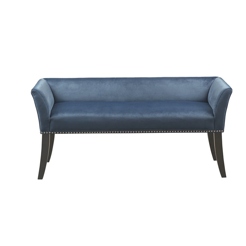 Madison Park Welburn Transitional Solid Wood Accent Bench in Blue