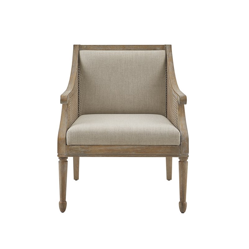 Martha Stewart Isla Solid Wood and Polyester Accent Chair in Natural