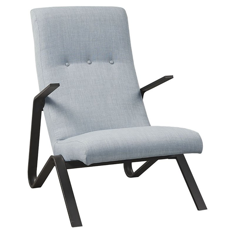 Martha Stewart Manhattan Solid Wood and Polyester Accent Chair in Blue/Black