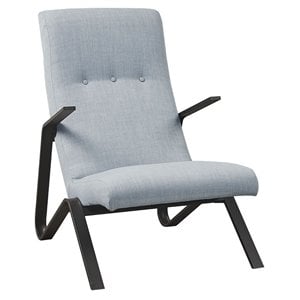 Martha Stewart Manhattan Solid Wood and Polyester Accent Chair in Blue/Black