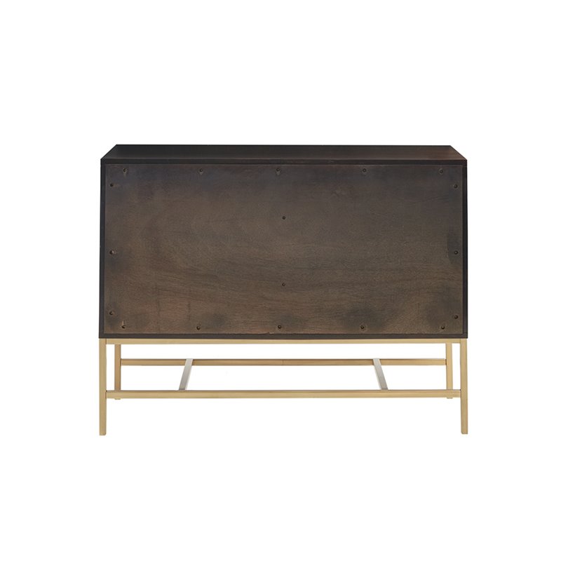 Martha Stewart Allister Solid Wood and Metal Accent Cabinet in Gold/Morocco