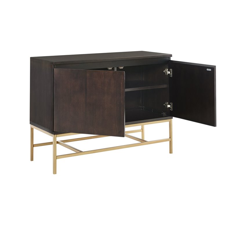 Martha Stewart Allister Solid Wood and Metal Accent Cabinet in Gold/Morocco