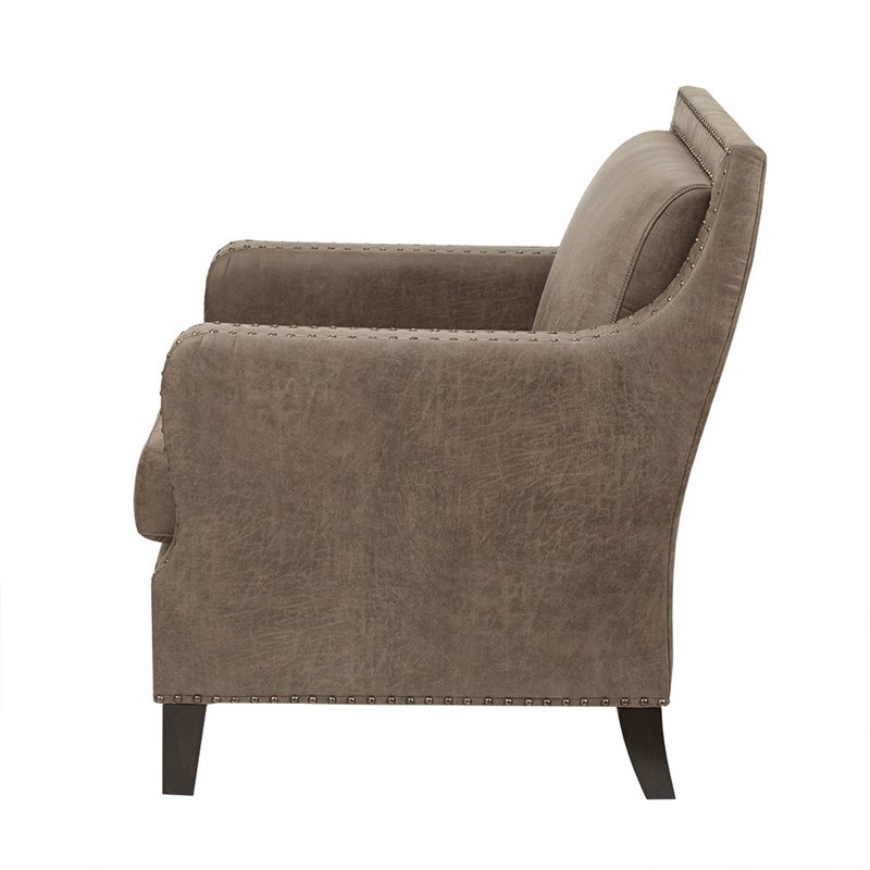 INK+IVY Shasta Solid Wood and Faux Leather Accent Chair in Brown/Morocco