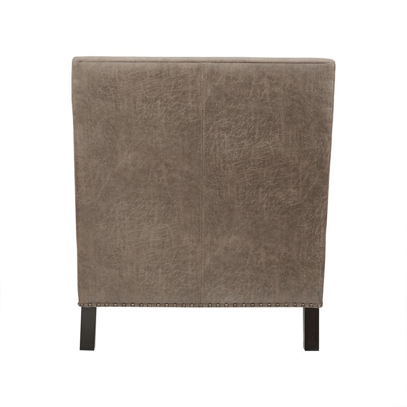 INK+IVY Shasta Solid Wood and Faux Leather Accent Chair in Brown/Morocco