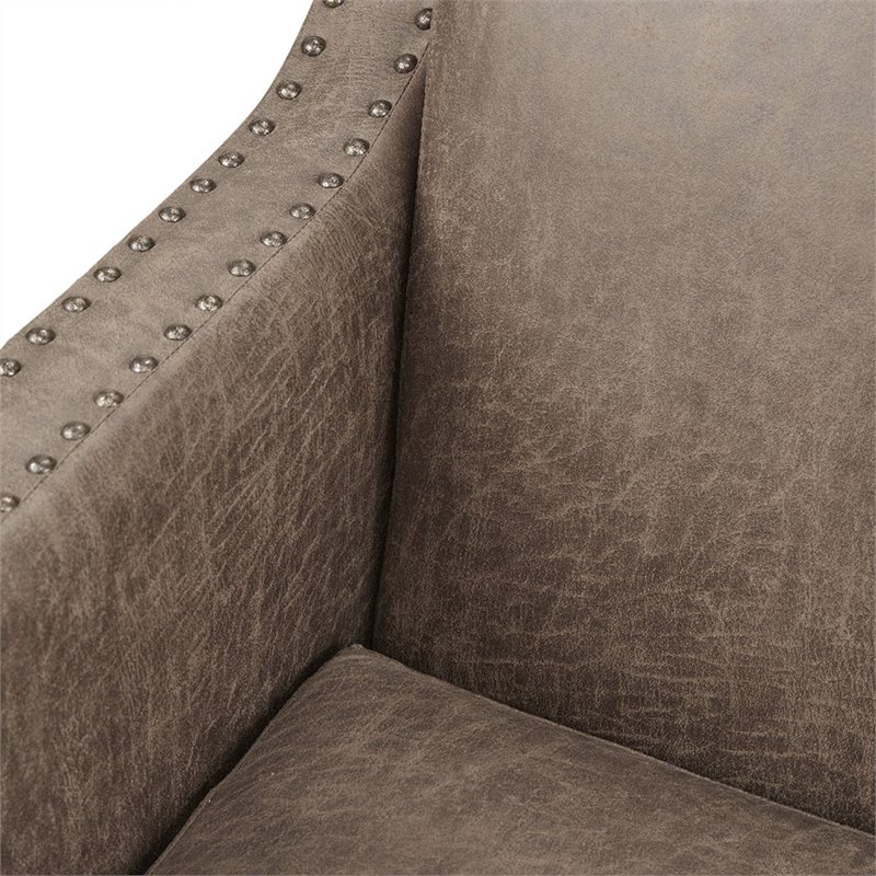 INK+IVY Shasta Solid Wood and Faux Leather Accent Chair in Brown/Morocco