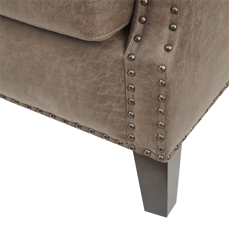 INK+IVY Shasta Solid Wood and Faux Leather Accent Chair in Brown/Morocco