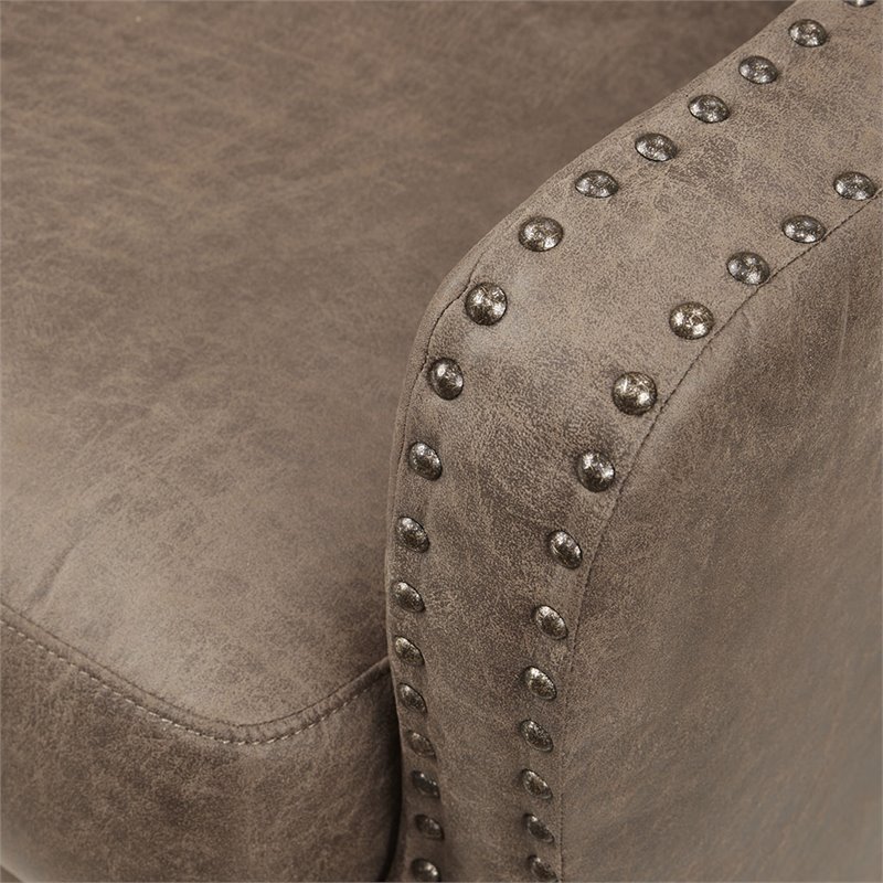 INK+IVY Shasta Solid Wood and Faux Leather Accent Chair in Brown/Morocco