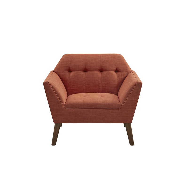 INK+IVY Newport Solid Wood and Polyester Lounge Accent Chair in Orange