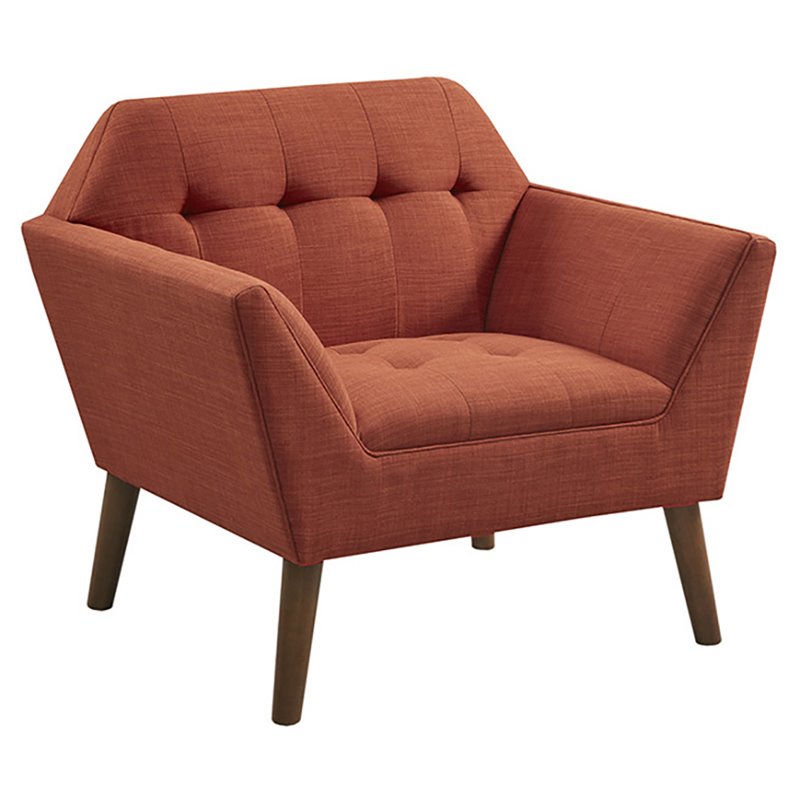 INK+IVY Newport Solid Wood and Polyester Lounge Accent Chair in Orange
