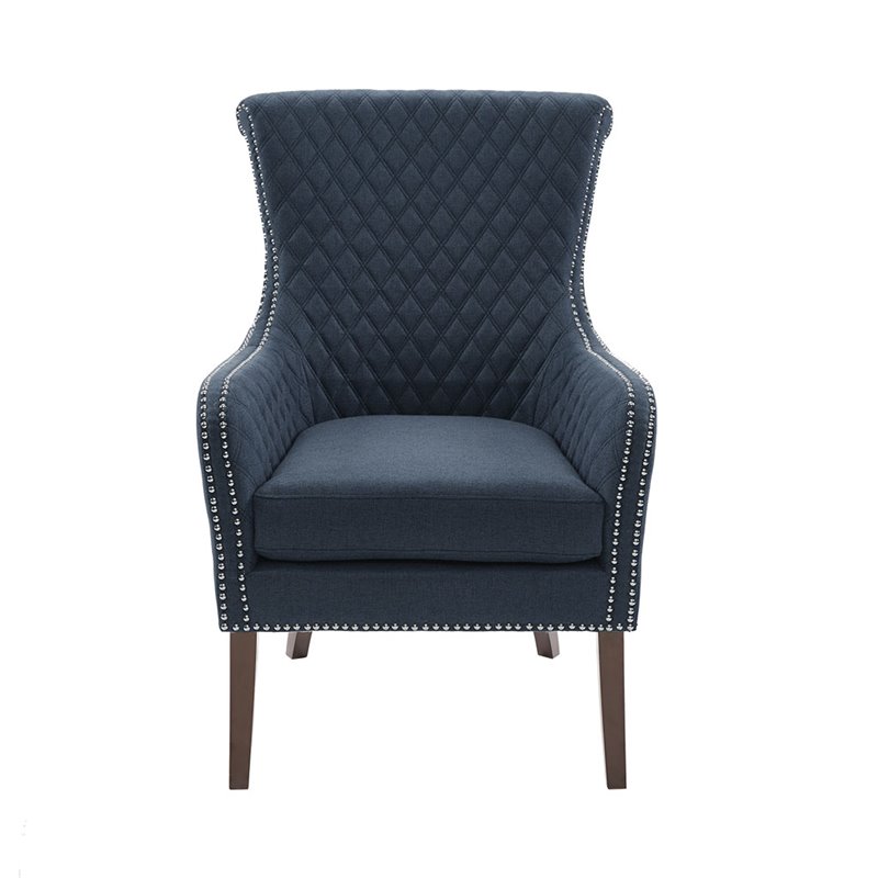 Madison Park Heston Solid Wood Polyester Accent Chair - Dark Blue/Morocco