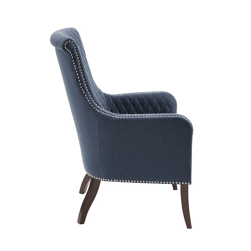 Madison Park Heston Solid Wood Polyester Accent Chair - Dark Blue/Morocco