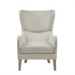 Madison Park Arianna Solid Wood Polyester Swoop Wing Chair in Linen White