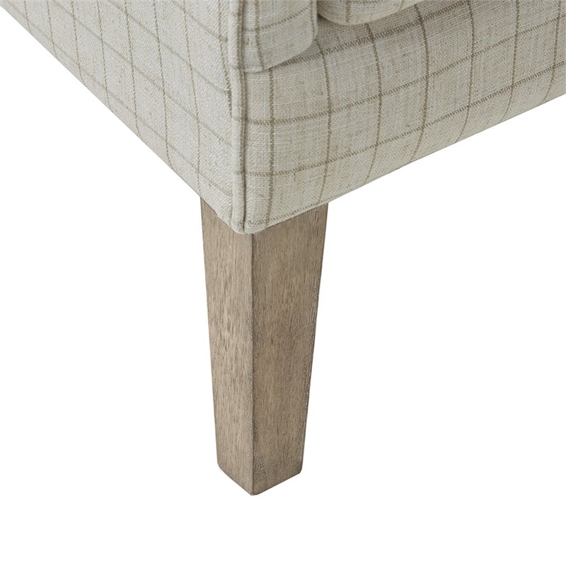 Madison Park Arianna Solid Wood Polyester Swoop Wing Chair in Linen White