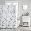 Madison Park Magnolia Rayon Polyester Printed Burnout Shower Curtain - Aqua Blue