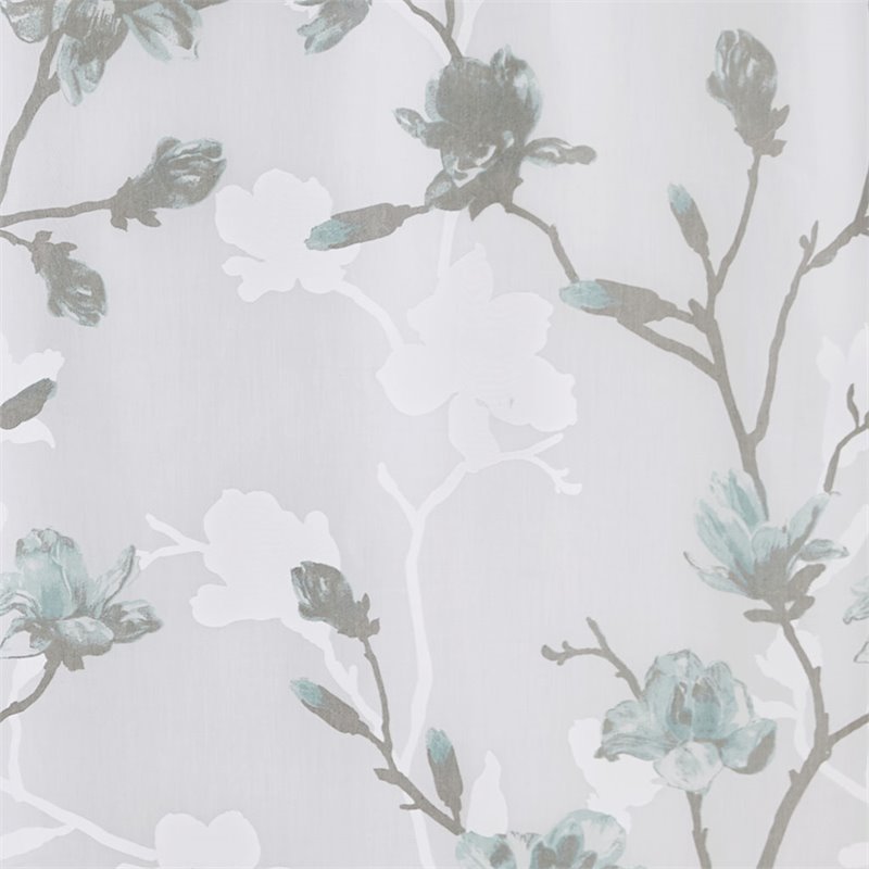 Madison Park Magnolia Rayon Polyester Printed Burnout Shower Curtain - Aqua Blue